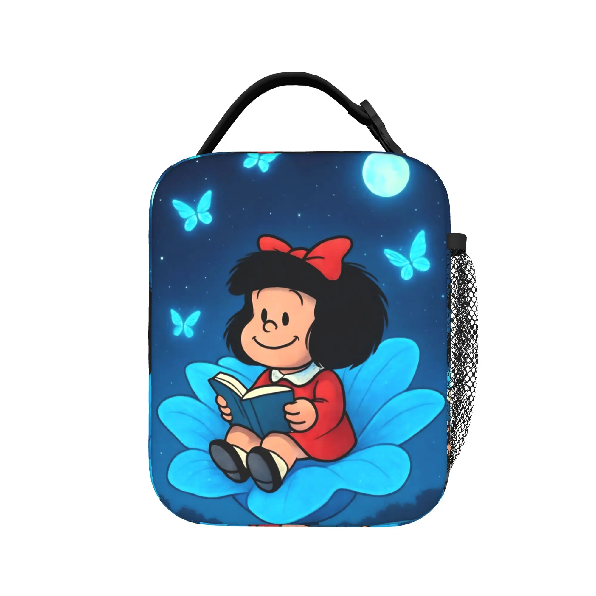 Mafaldas Blue Butterfly Insulated Lunch Bag Thermal Bag Reusable,Lunch Container Tote Lunch Box for Men Women School Travel