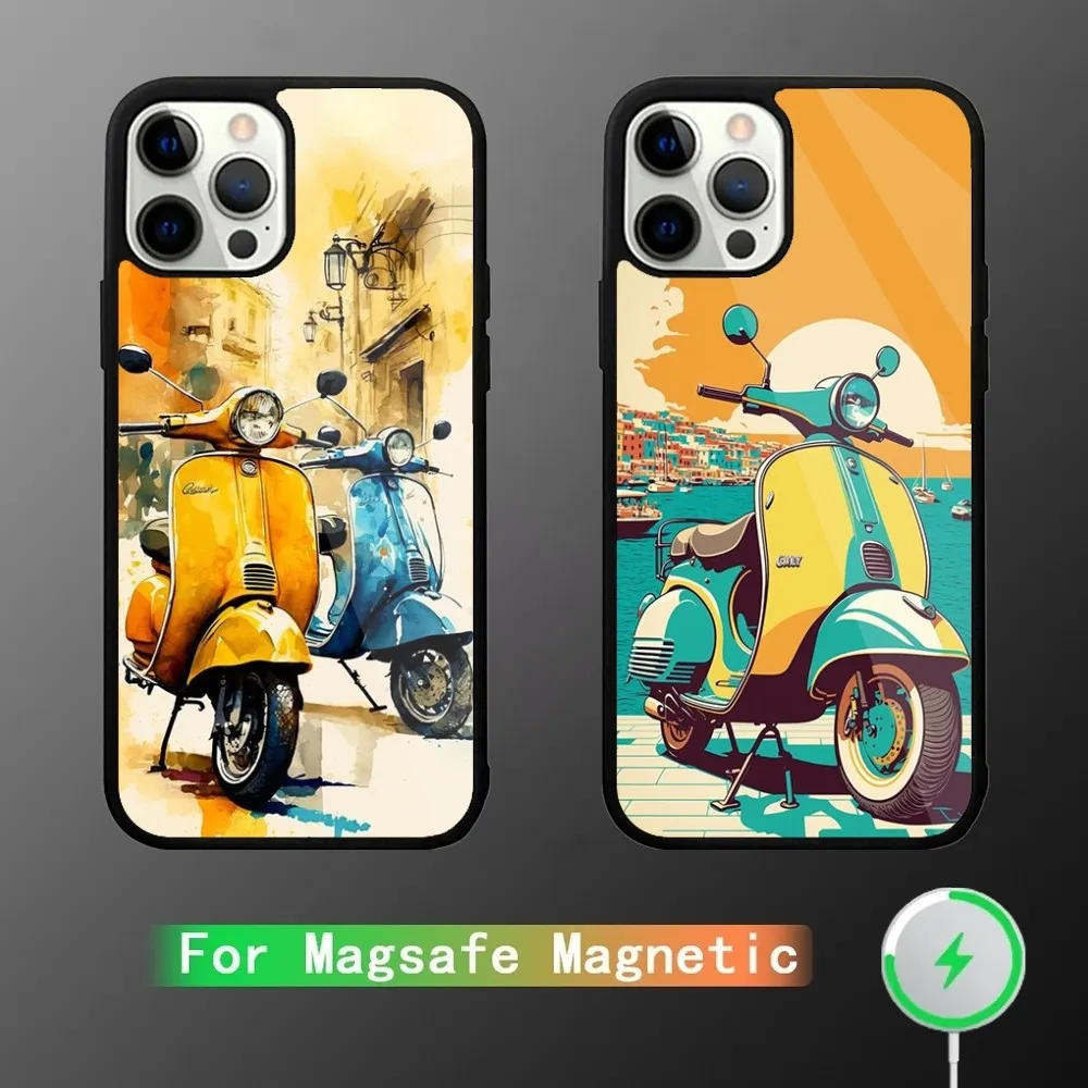 V-Vespa S-scooter Phone Case For iPhone 15,14,13,12,11,Plus,Pro,Max Mini Magsafe Magnetic Wireless Charging