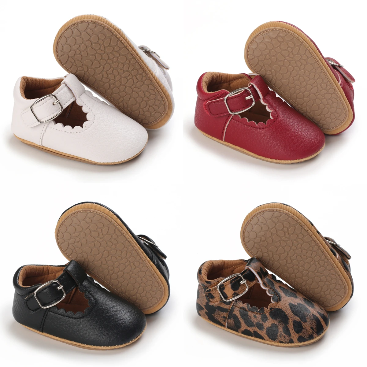 귀여운 아기 소녀 공주 신발 PU 가죽 부드러운 안티 슬립 아기 신발 0-18M 첫 번째 운동화