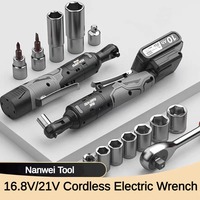 Nanwei 16.8V/21V Lithium Cordless Electric Wrench 3/8 Inch Right Angle Ratchet Wrench Mpact Drill Disassembly Nut Repair Tool