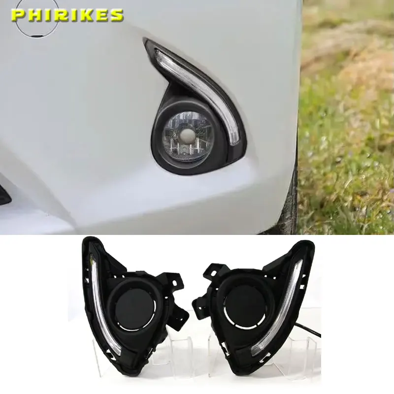 

1 Set DRL For Mazda 2 Mazda2 Demio 2015 2016 LED DRL Daytime Running Lights Daylight Fog light cover yellow signal