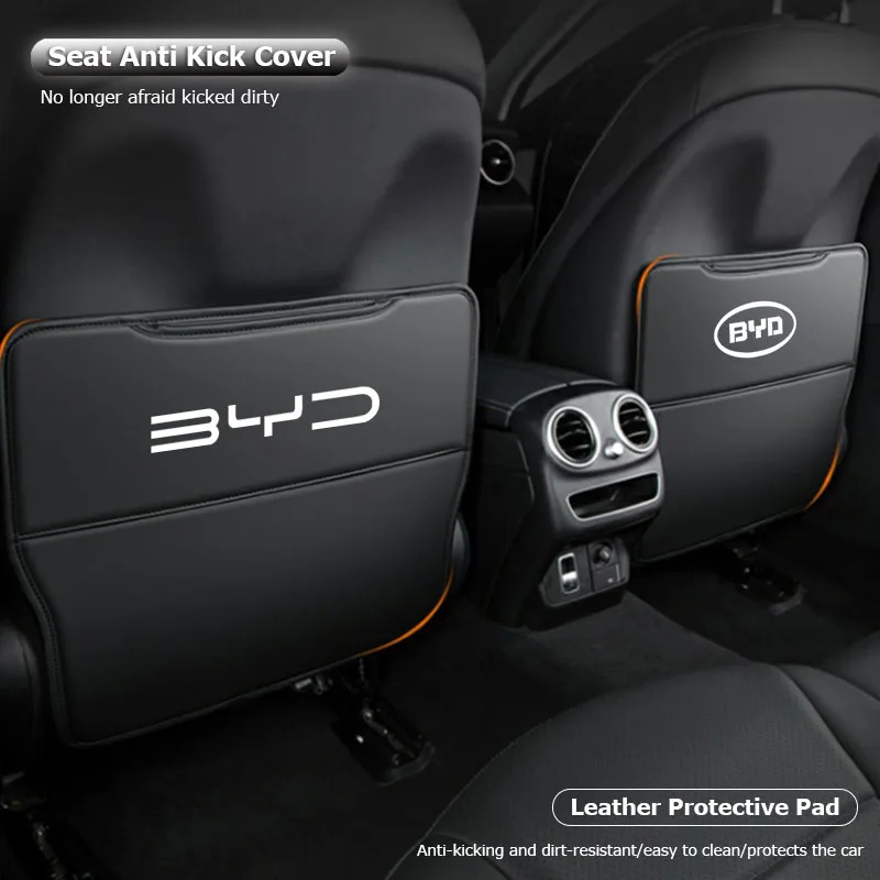 Car Seat Back Anti Kick Cover Pad Leather Protector Mat Valve Cap For BYD Atto 3 Yuan Plus Han Tang EV F3 E6 Dmi Song F0 Qin Pro