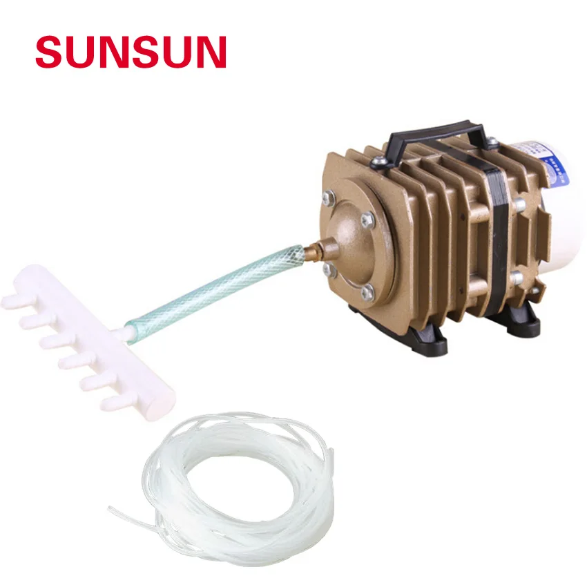 SUNSUN aquarium electromagnetic air compressor air pump is suitable for large aquarium pond aerator 220V With manifold