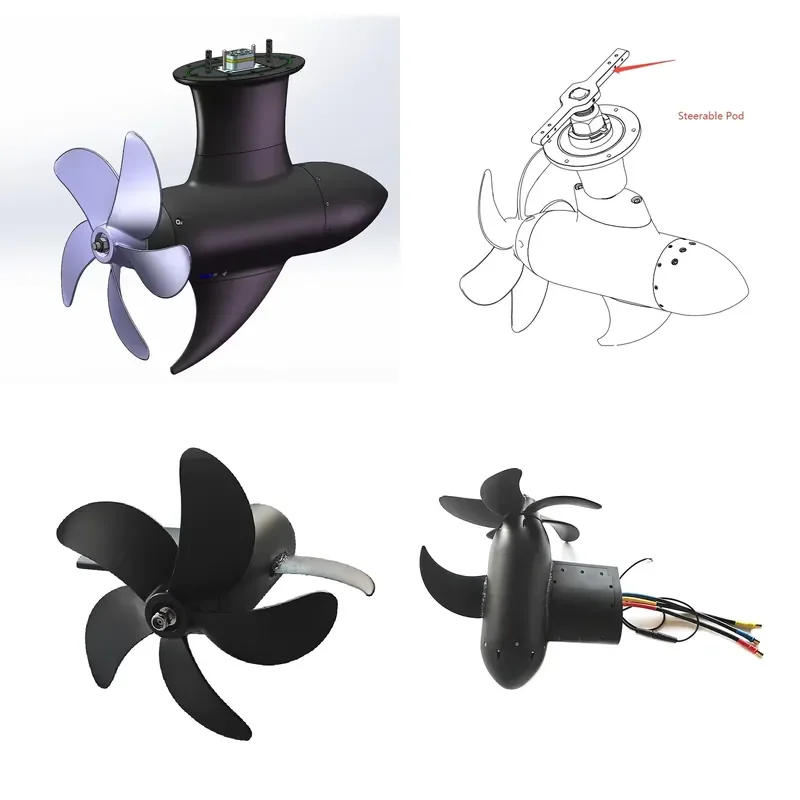 Maytech Steerable Pod Underwater Boat Thruster Motor 198kg Thruster 12.5KW for Electric Boat Finishing Boat Catamaran