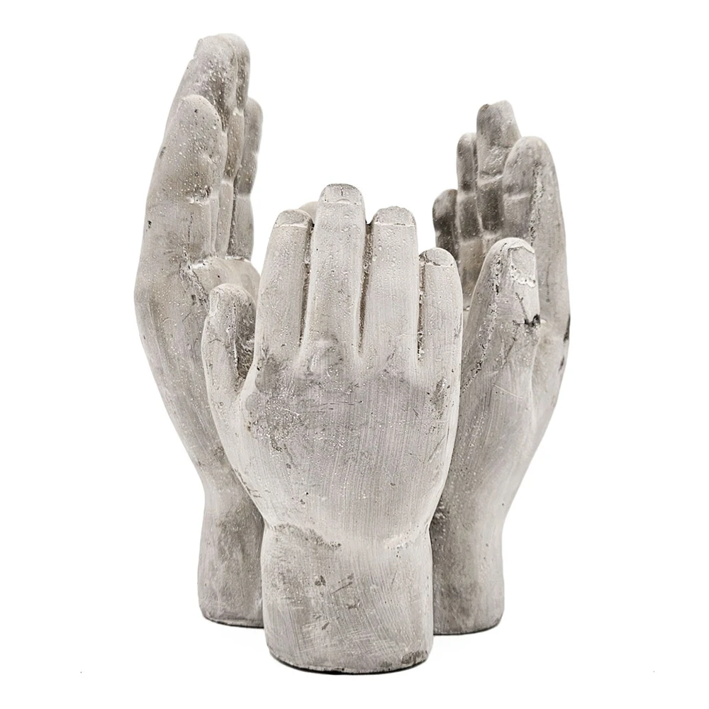 Set of 2 6x6x9" Accepting Hands Accent Cement Hand Decor