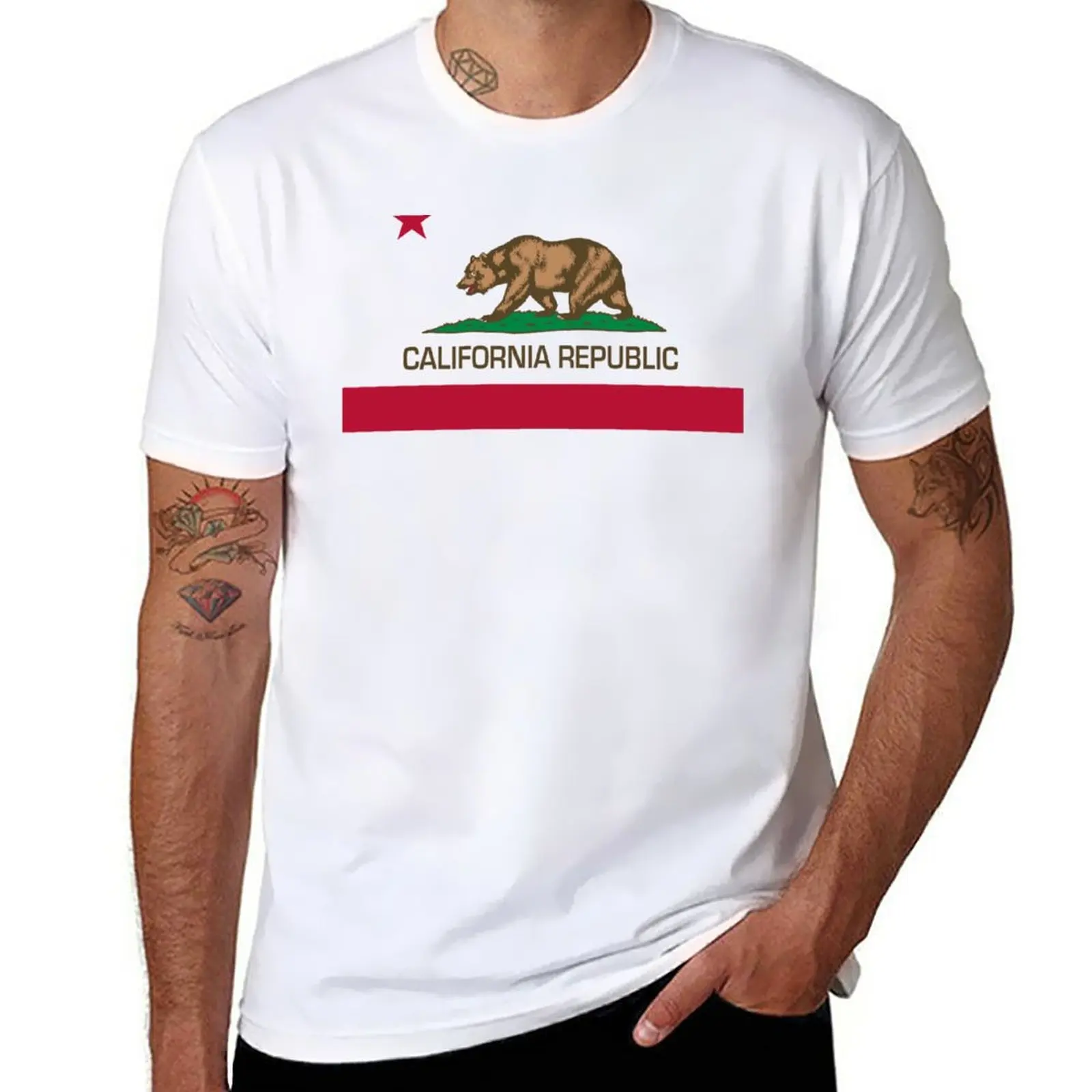 

New California Republic state flag of California T-Shirt Anime t-shirt boys white t shirts black t-shirts for men