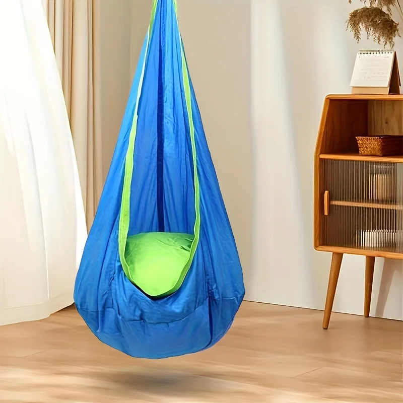 1pc Cozy Swing Pod Chair Hammock Durable Air Cushion Adjustable Rope Comfortable Seat Nest for Relaxation Indoor and Outdoor Use