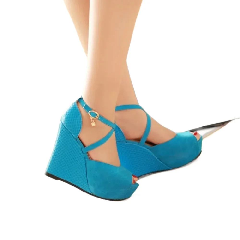 Sandalias De Mujer Women Sandals Fashion Wedges High Heels Peep Toe Party Wedding Platform Sandals Big Size 34 43 44 45 T8732