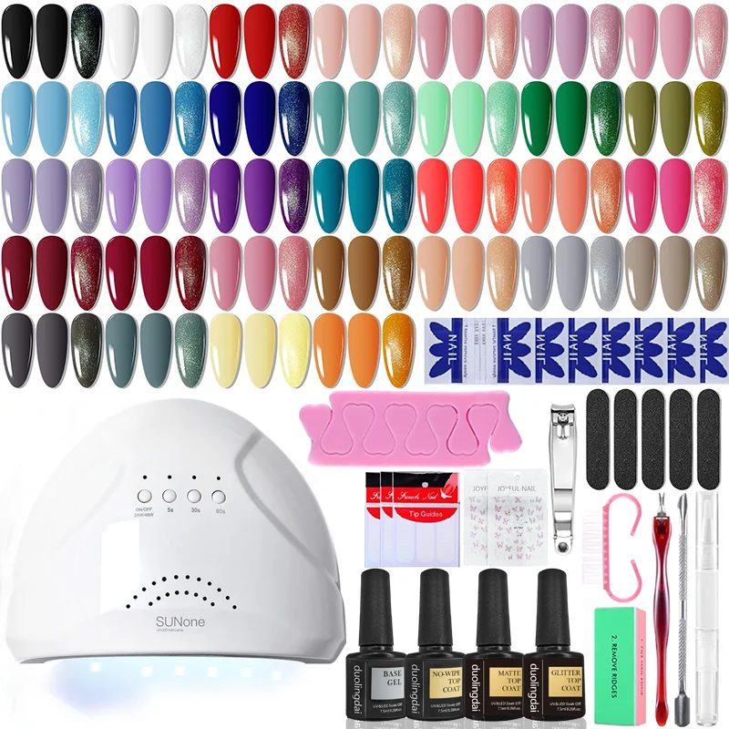 Gel Nail Polish Kit with Nail Lamp Nail Gel Polish for Manicure Art Set All Seasons Home Manicure Kit Nail Art Salon for Women