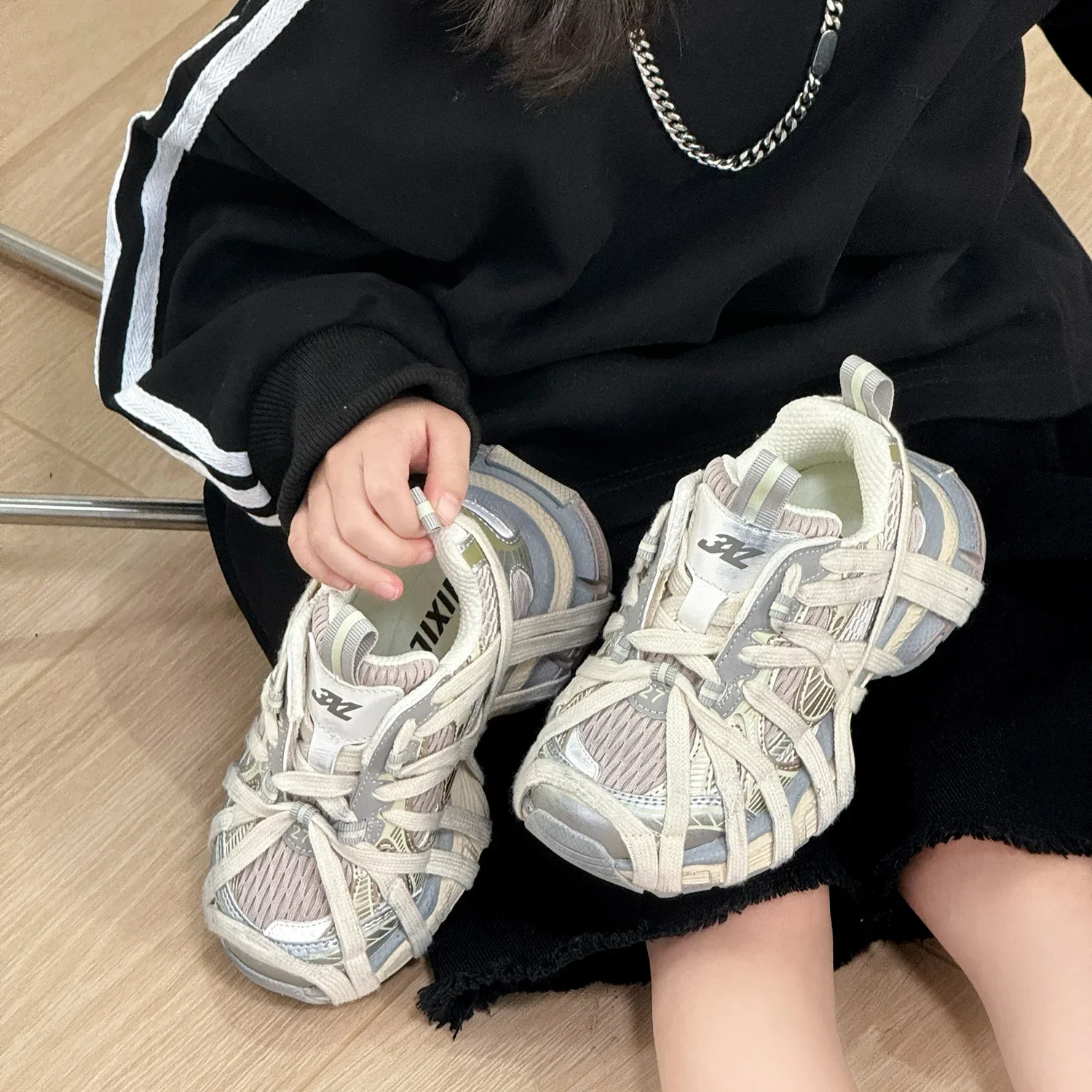 2024 Toddler Kid Youth Teen Slip-On Chunky Sneaker Boy Girl Distressed Unisex-Child Tainer Children Fashion Tennis Casual Shoes