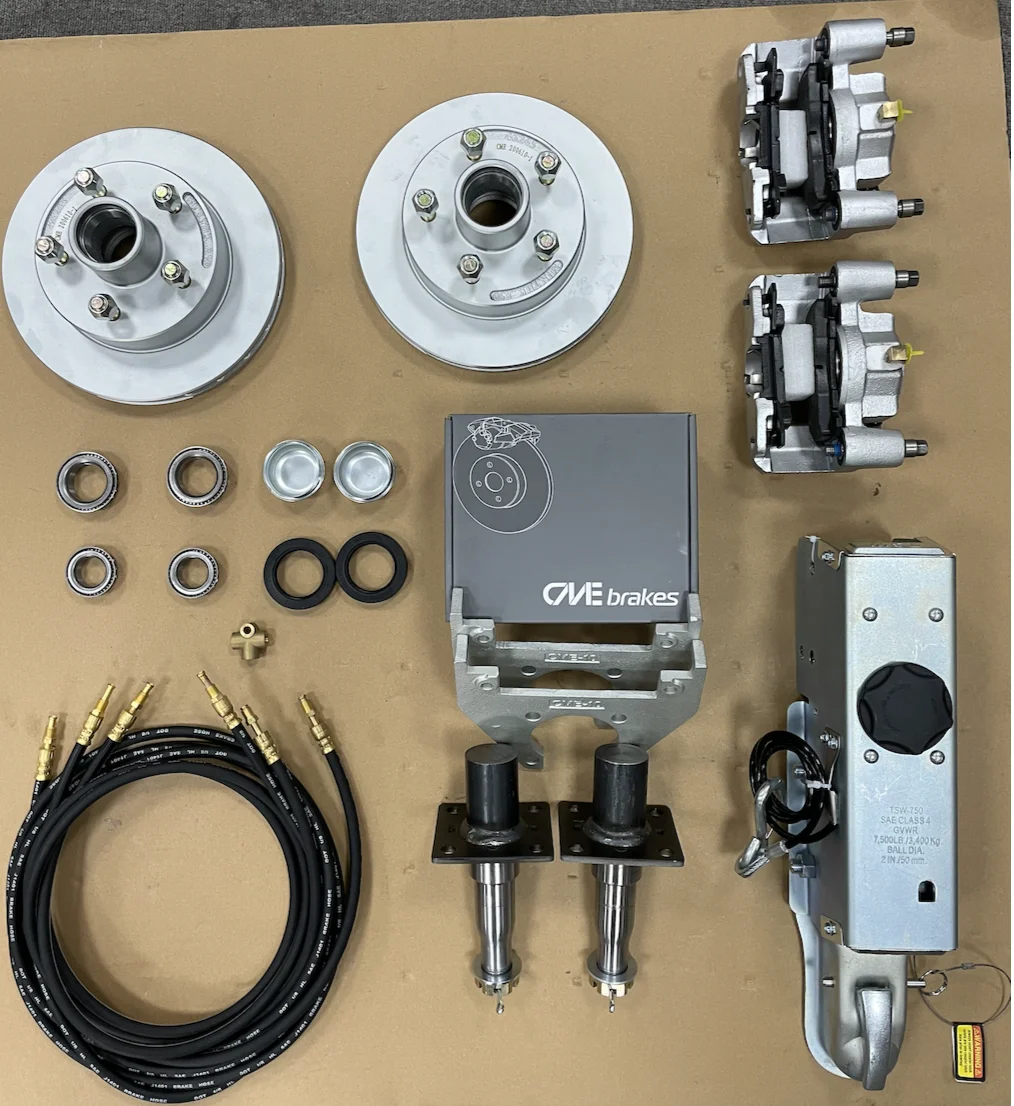 Disc brake kit for single axle trailer