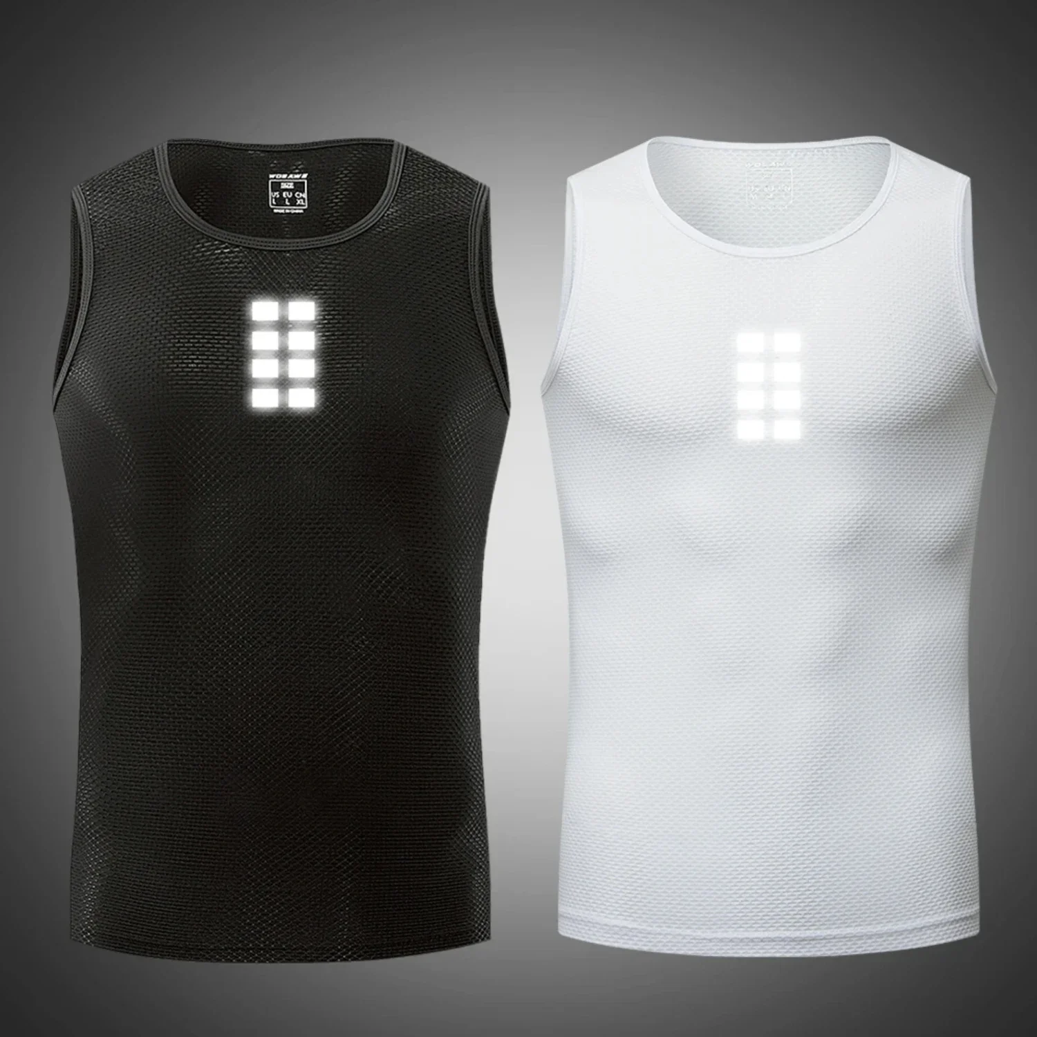 Cycling Undershirts Mens Cycling Jersey Sleeveless Mesh Fabric Breathable Biker Under Wear Lightweight Reflective Tops