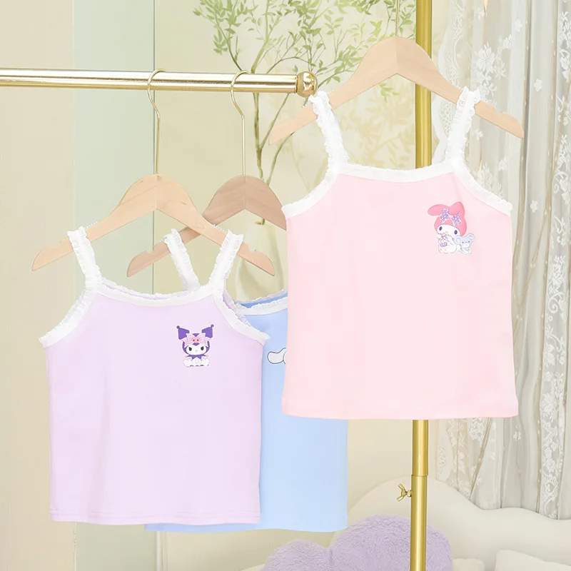 Colete Suspender Sanrio para Meninas, Roupa de casa, Moda fina, Fofos, Desenhos animados versáteis, Minha melodia, Presente de verão, Novo estilo