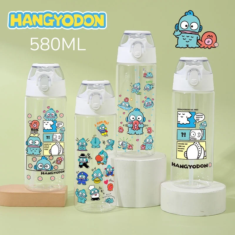 

Hangyodon Plastic Water Bottle Water Cup with Straw Cute Large Capacity Portable Drop Resistant Cup Cartoon Ice Suction Cup Gift
