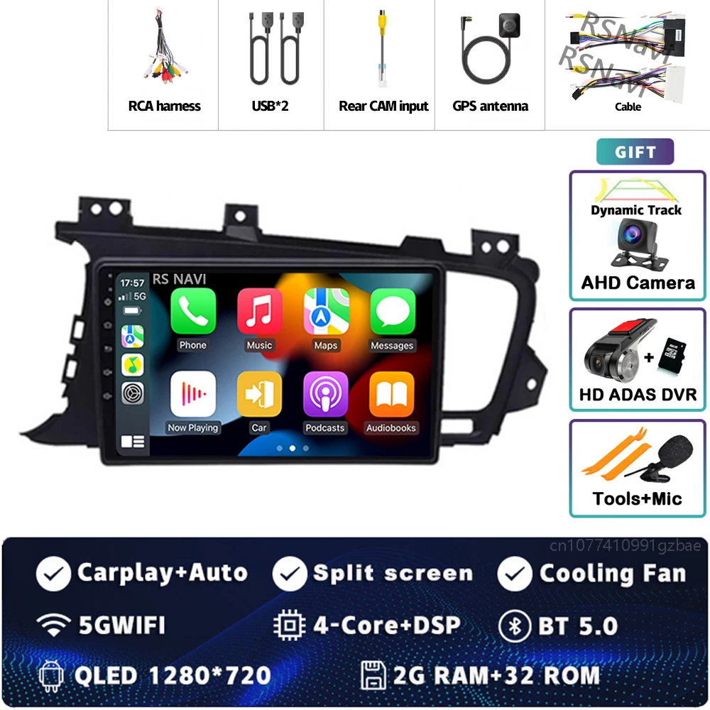 Plug en Play Android 15 Carplay Auto Qualcomm Scherm Autoradio Speler Voor KIA Kia K5 Optima 2011-2015 GPS Stereo Wifi + 4G DSP