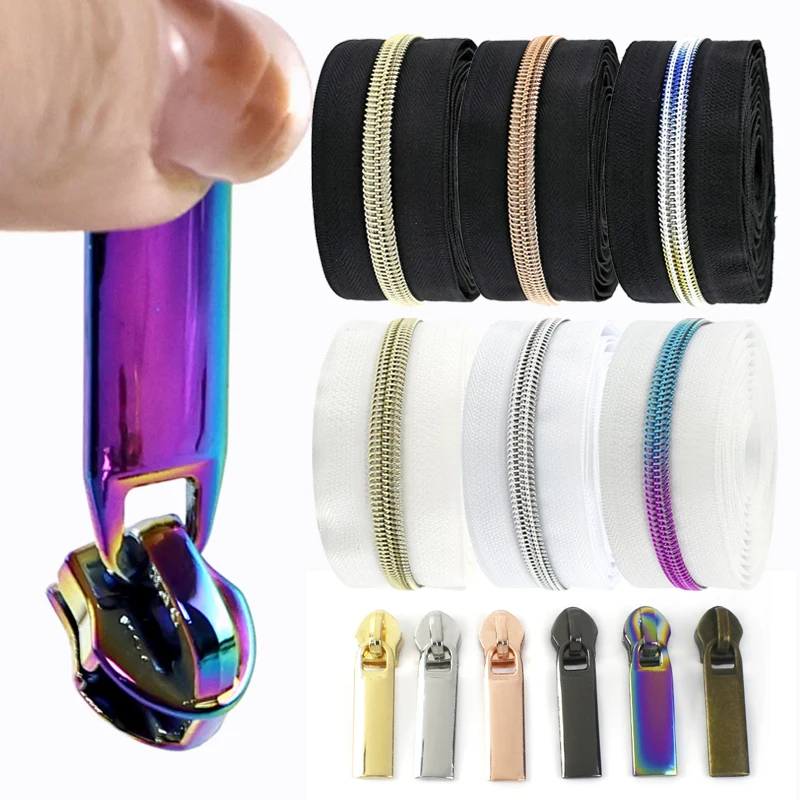 

3-10M 3# 5# Black White Nylon Zippers Tape Garment Closure Zipper Roll with Zip Sliders Bags Zips Pull Repair Kits DIY Accessory