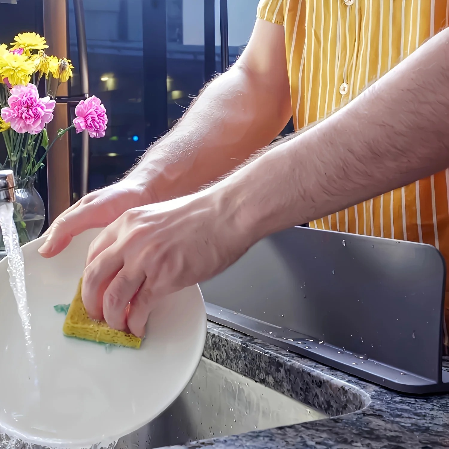 Silicone Sink Splash Guard with Suction Cups - Lab & Dishwashing Basins Water Barrier for Kitchen view 4