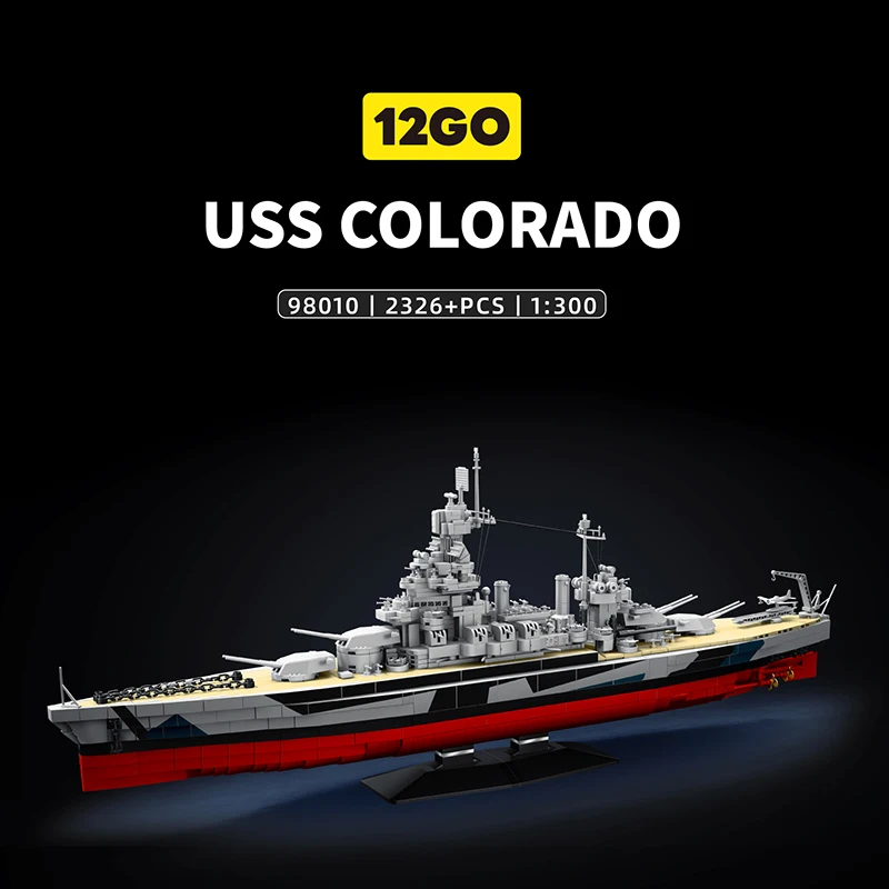 

2326PCS, MOC USS Colorado Battleship, DIY 1:30 Scale Building Blocks, Gift for Military Collectors
