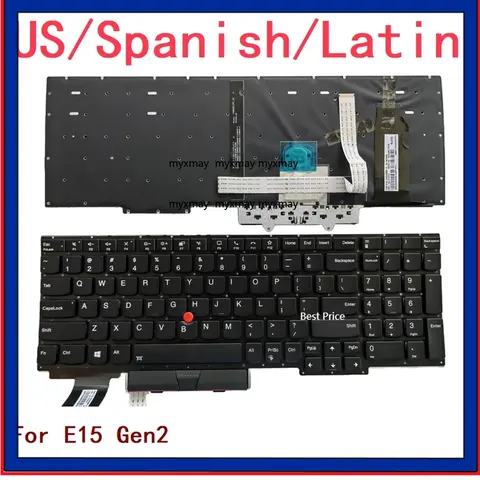 Nuevo teclado retroiluminado para ordenador portátil latino español de EE. UU. para Lenovo Thinkpad E15 Gen2 Notebook reemplazo de PC