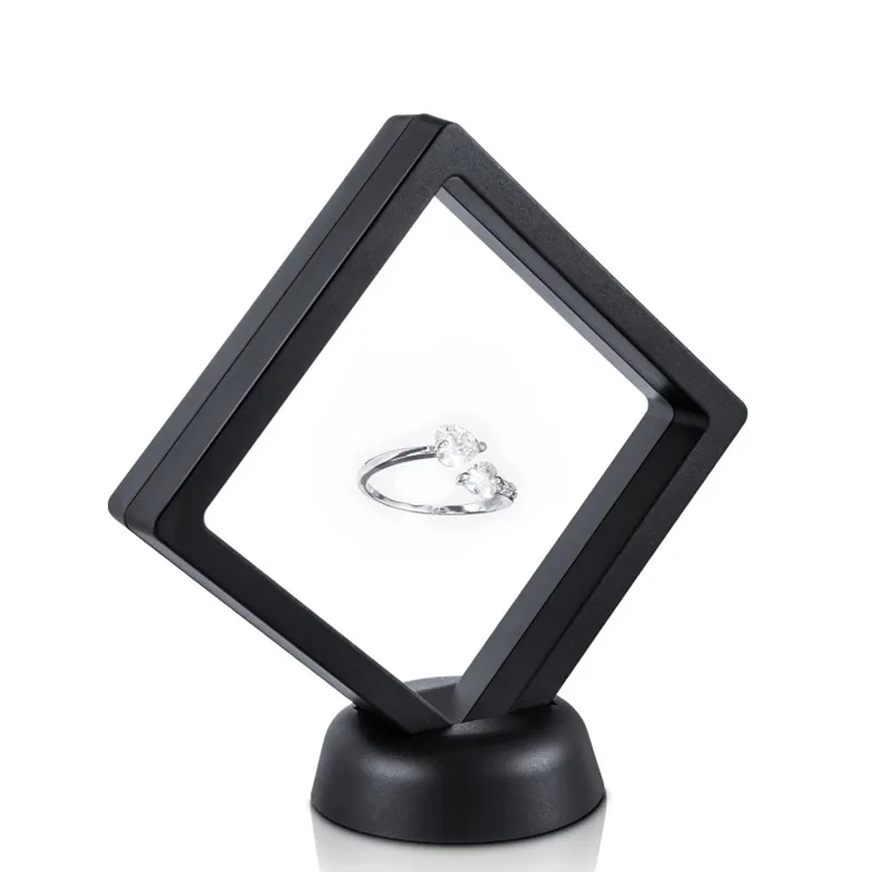 10pcs Square 3D Floating Jewelry Coin Shells Gems Minerals Rocks Specimen Display Frame Holder Box Case Stand Home Decoration