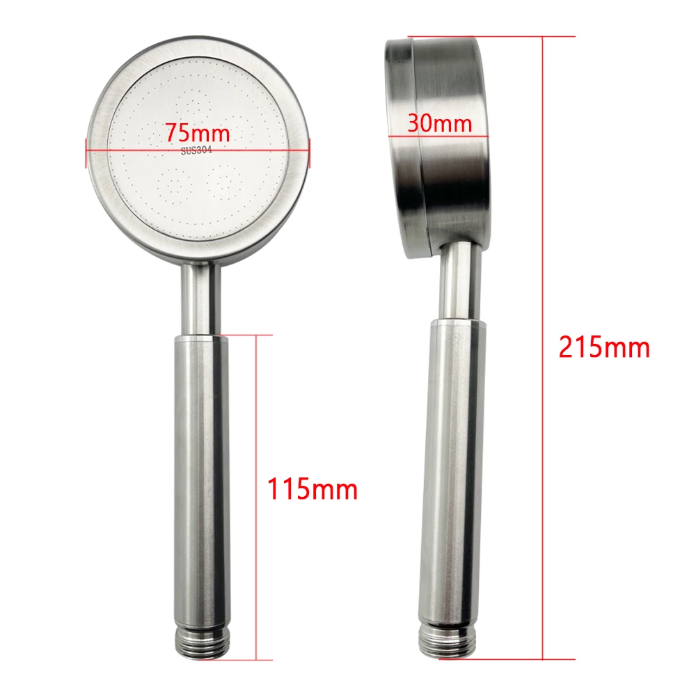 Bathroom Brushed Handheld Shower Head 304 Stainless Steel Pressurized Rain Shower Head Spa Water Saving Shower Head with Filter