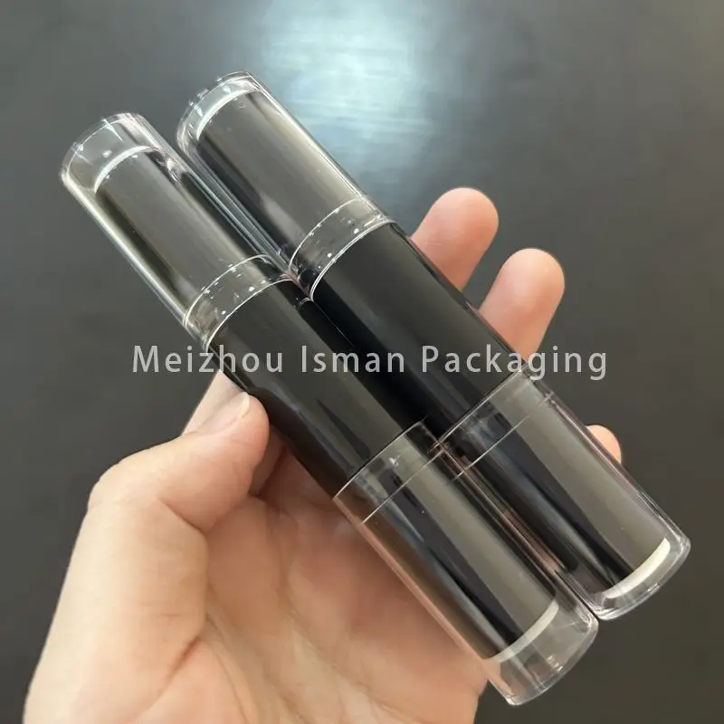 50Pcs Luxury clear black dual two way lipstick tube empty double side plastic lipstick tube container lip balm tube packaging