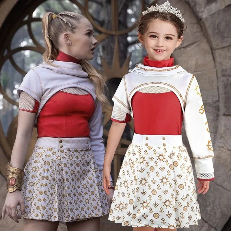 

2025 Movie Zombies 4 Cosplay Addison Dress Top Skirt Halloween Suit For Girls Birthday Party Disguise Roleplay Costume Outfit l;