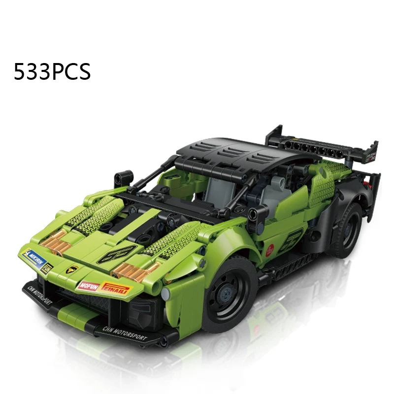 1:14 Scale Technical Pull Back Vehicle Supercar Building Block Huracan Evo Super Sport Car Model Racing Brick Toys For Boys