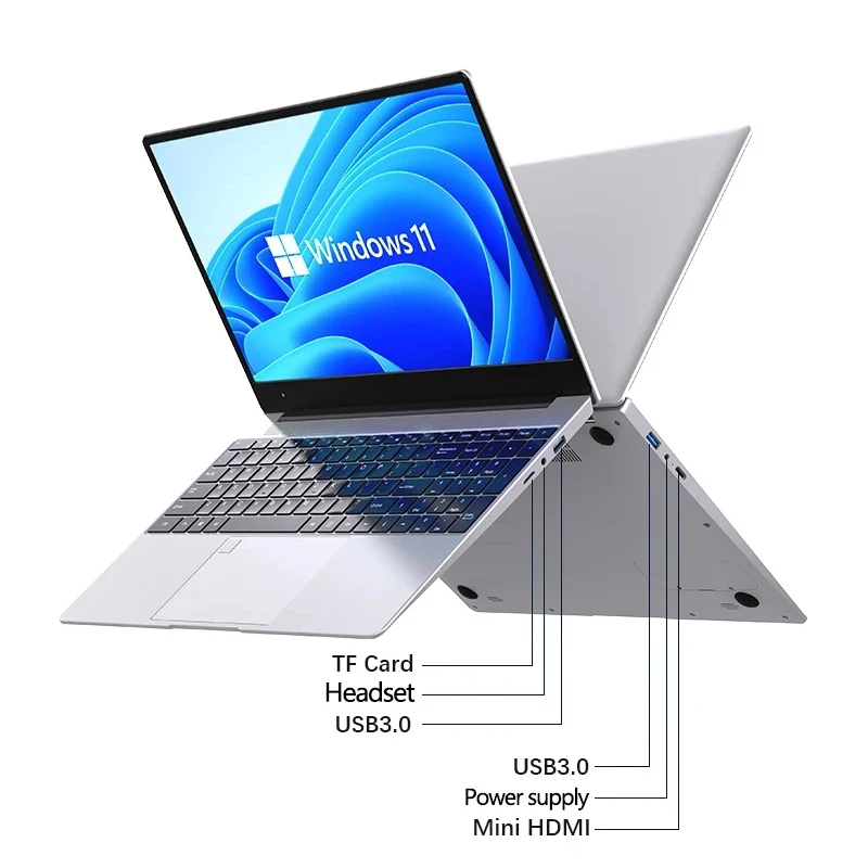 Laptop Gaming portátil com desbloqueio de impressão digital, câmera HD, 15,6 pol, Intel N4000, 6G RAM, 2TB SSD, DDR4, janelas 11, 2,6 GHz