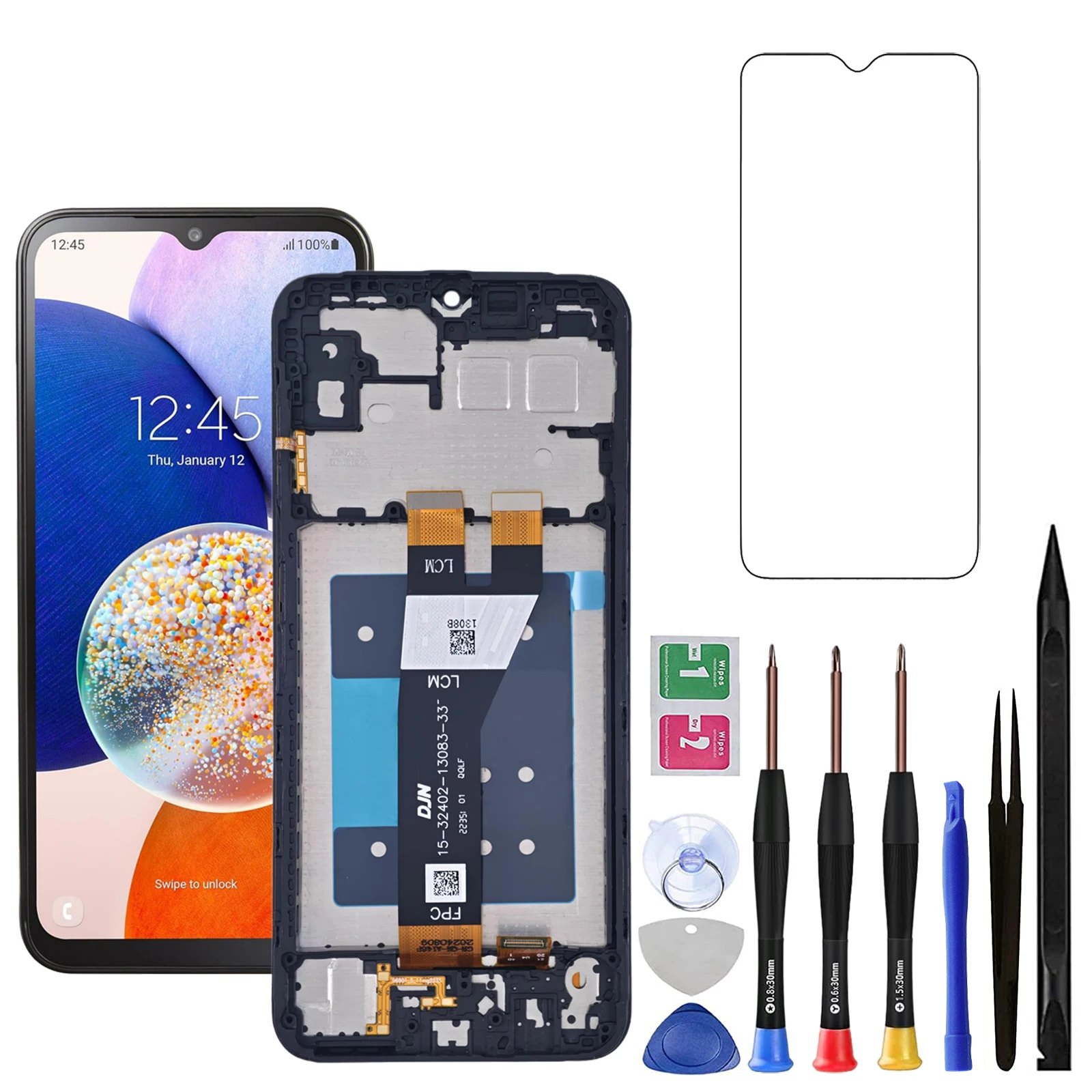 Screen Replacement for Samsung A14 5G with Frame, LCD Display Assembly, Repair Tool Included