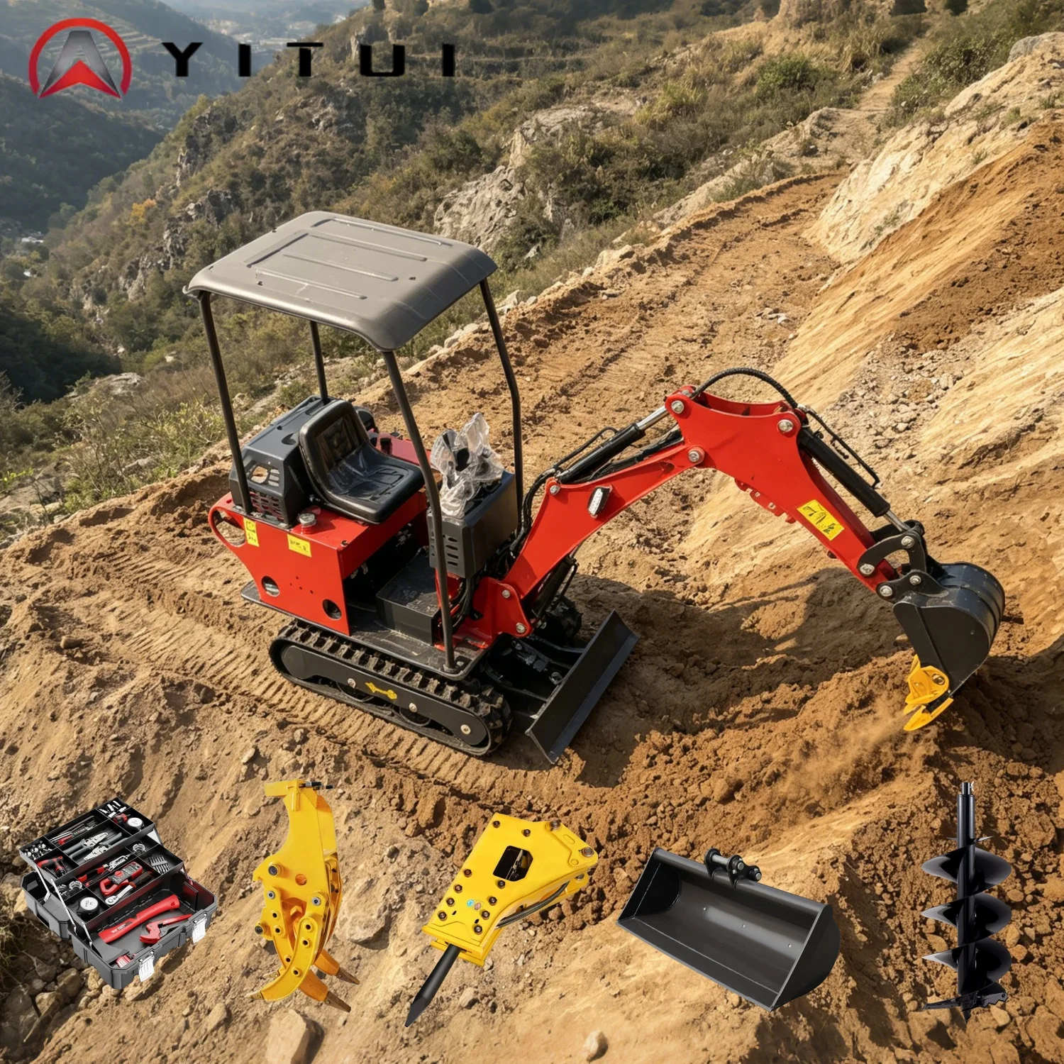 1.8ton Mini Excavator Wide Working Range Low Vibration Long Service Life For Small Commercial Construction Projects Customized