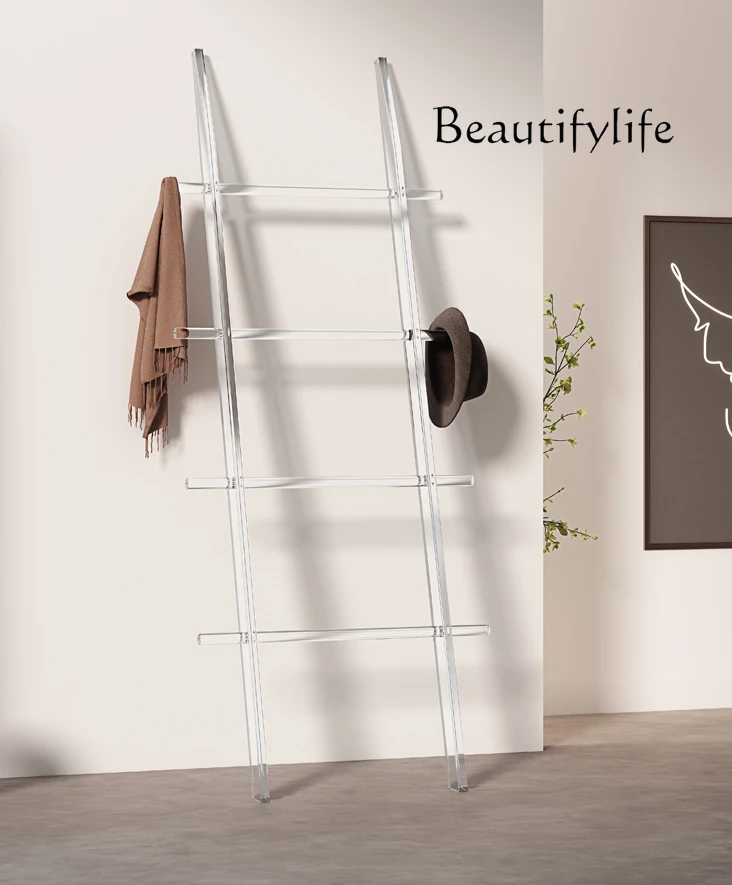 

Modern Light Luxury Acrylic Trapezoidal Floor Coat Rack Simple Bedroom Wall Assembly Clothes Rack