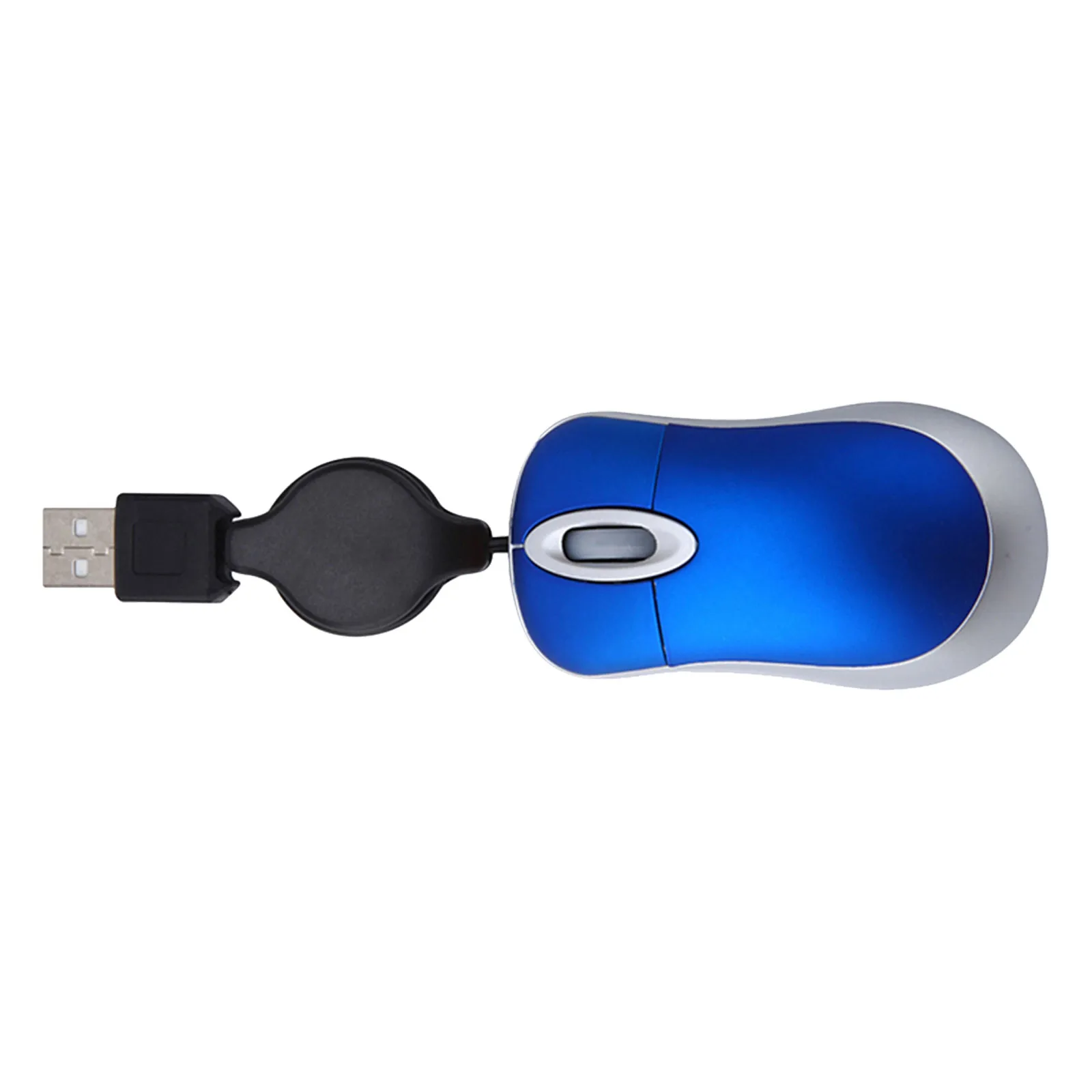 Mini ratón telescópico USB, óptico con cable portátil azul, 1000dpi, posicionamiento preciso, agarre cómodo, ratón de ordenador de oficina