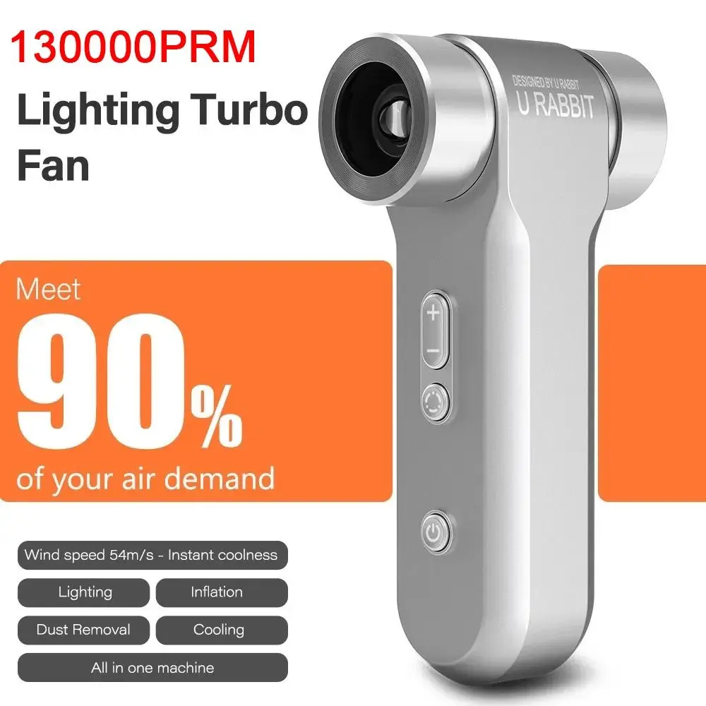 

130000PRM Mini Turbo Jet Fan with LED Light High Speed Violent Turbofan Rechargeable Quiet Power Air Duster Falling Leaves