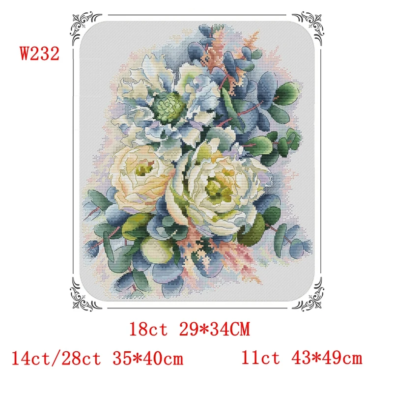 Cross Stitch Kit White Rose Fantasy 28ct 18ct 14ct 11ct Precision Printed Fabric DIY Hand Embroidery Material Kit