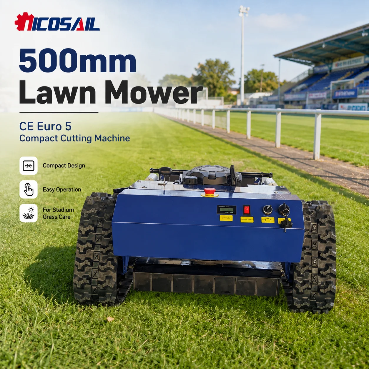 Tondeuse à gazon compacte personnalisable OEM de 500 mm, certifiée CE, moteur Euro 5 pour les entreprises de terrassement et l'entretien municipal