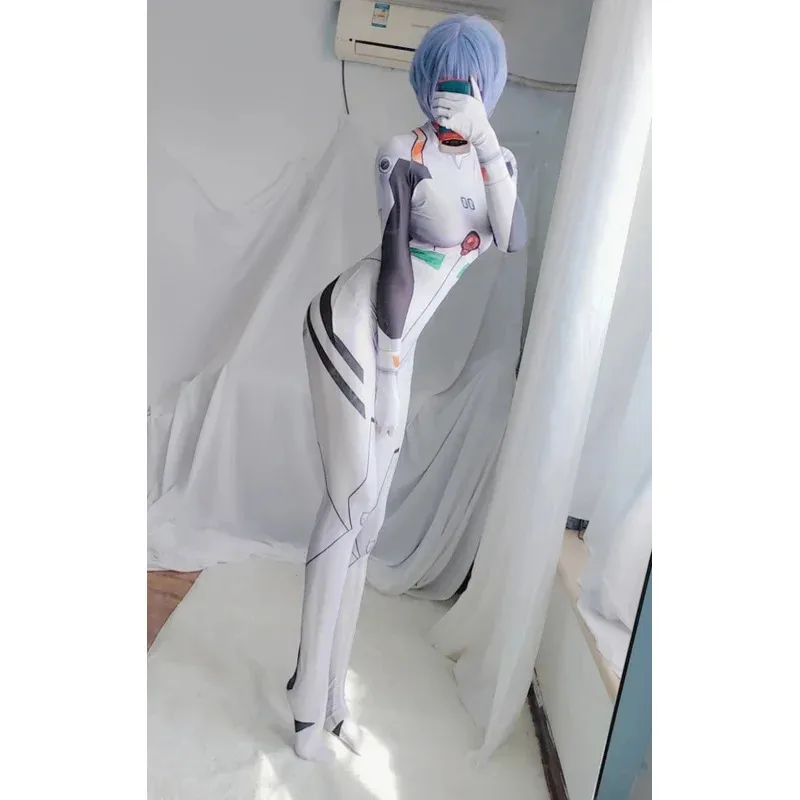 Nuevo 2025 disfraz de Rei Ayanami mono blanco mono fiesta de Halloween Cosplay Zentai Catsuit 002 Bear House Anime