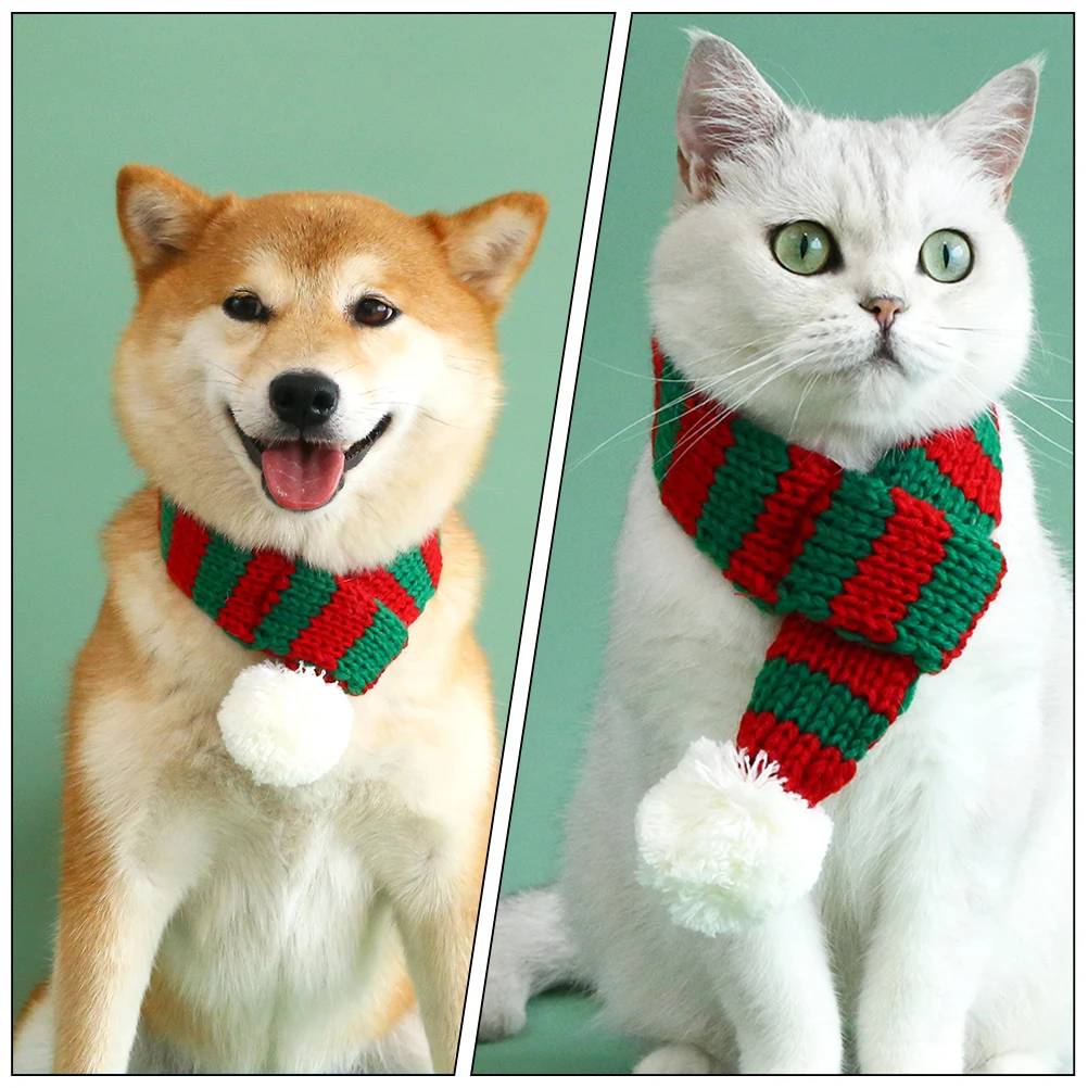 

Pet Christmas Scarf Woolen for Cats Holiday Clothing Dog Crochet Pets Knitting Clothes Kittens Miss