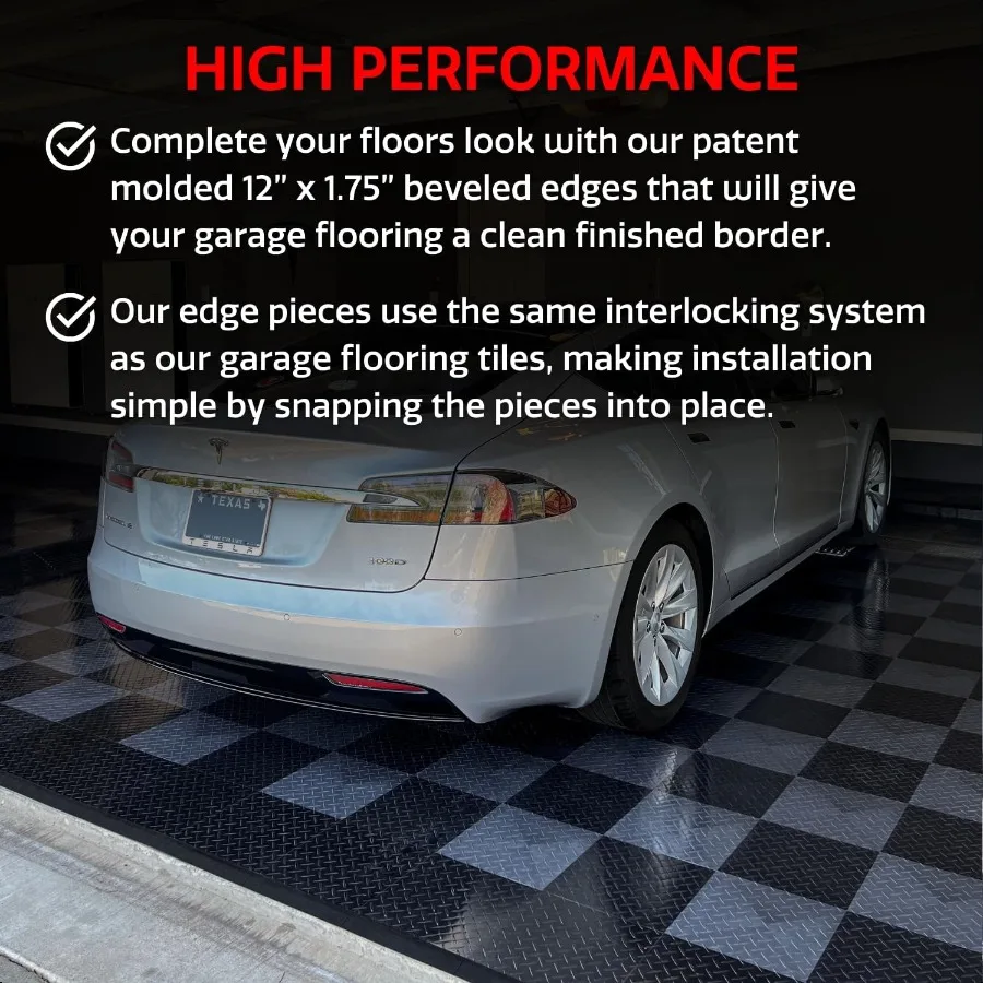 Male Transition Edge Kit Durable Interlocking Modular Garage Floor Edging Compatible with RaceDeck GarageTrac and GarageDeck Pr