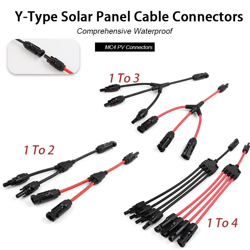 

2Y 3Y 4Y Solar Connector Photovoltaic Panel Adaptor Y-Type Branch Plug 1 To 2 Panel Group RV PV Group Wire Parallel Connection