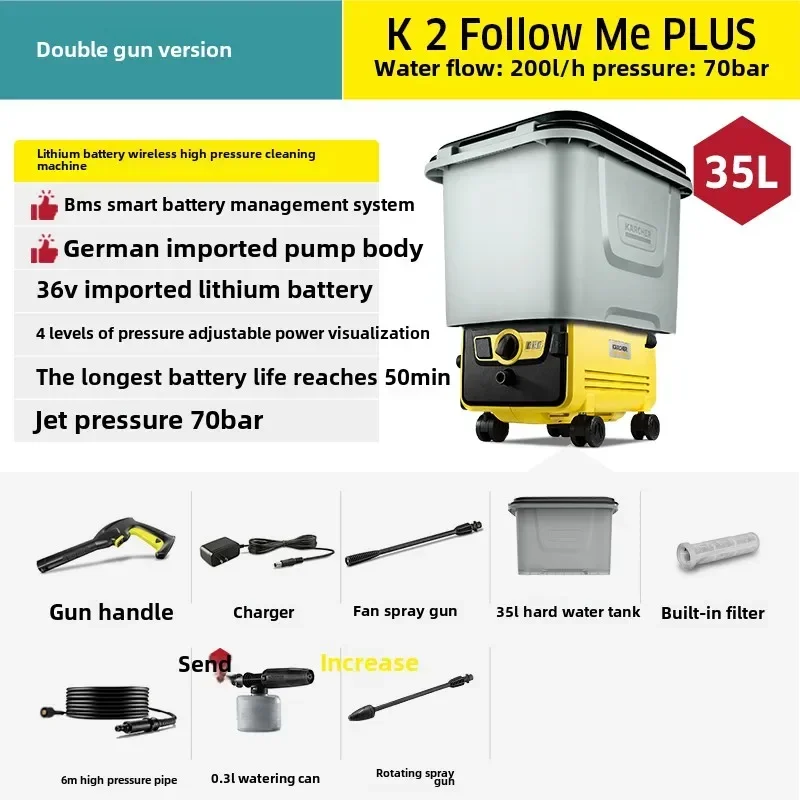 Portable High-pressure Spray Gun for Home Use with Wireless Car Wash Machine and Rechargeable Battery