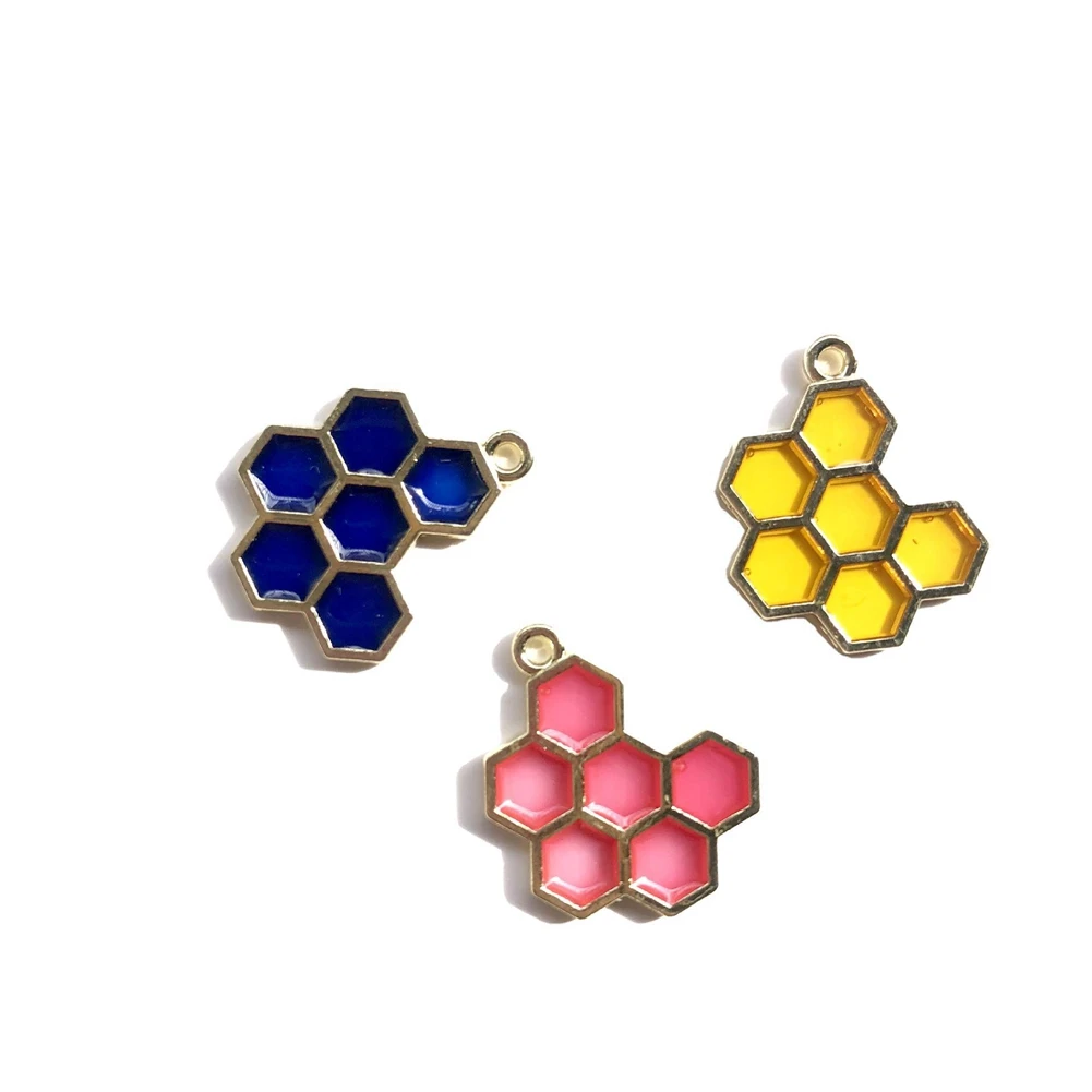 Enamel Charm Honeycomb Charm for Jewelry Making and Crafting Fashion Earring Charm Fashion Pendant