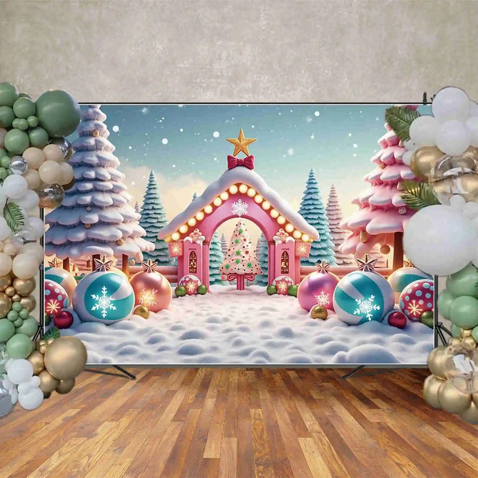 MOON.QG Christmas Background for Photography Baby New Year Xmas Tree Photozone Backdrop Children Studio Photocall Accessories