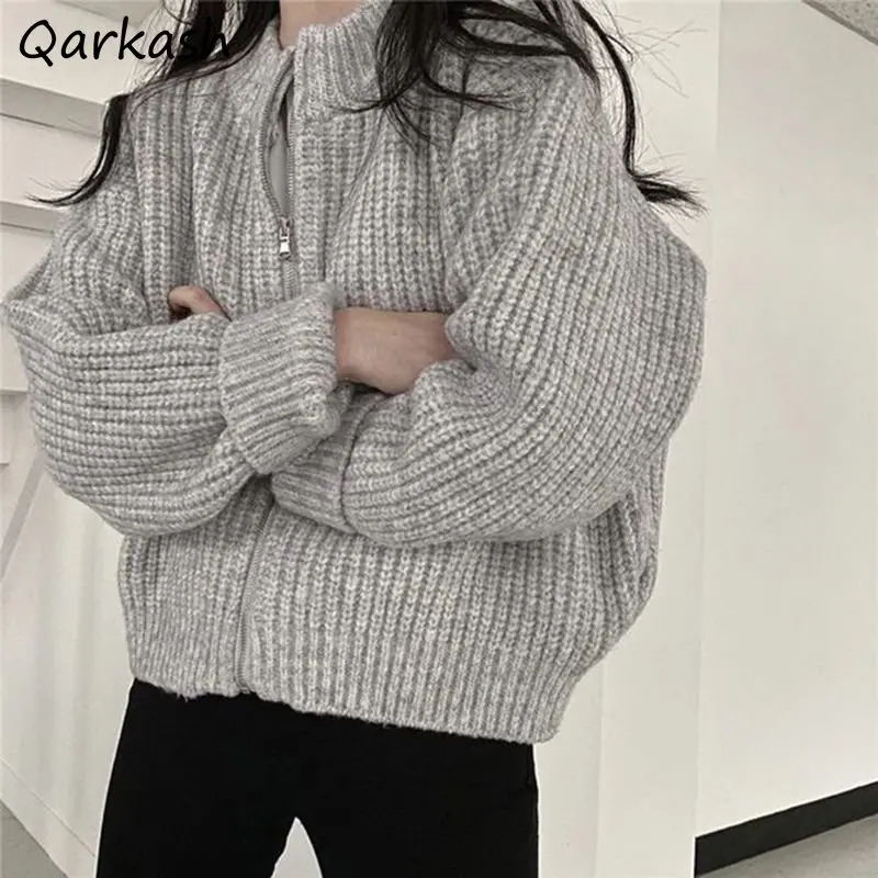 Zip Up Cardigan Women 3 Colors Solid Autumn Harajuku Кардиган Женский All-match Long Sleeve Korean Fashion College Vintage New