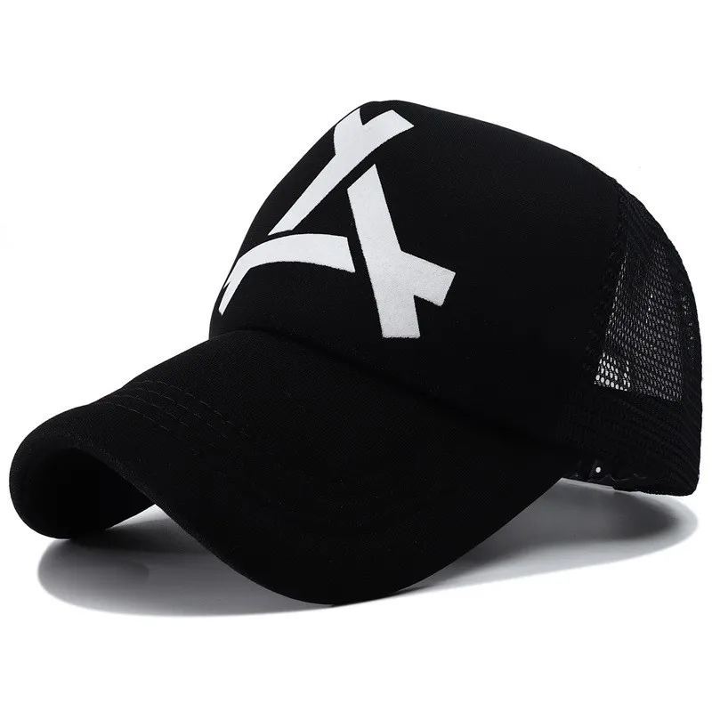 

Street versatile letter A mesh breathable baseball cap for men and women, summer sun protection curved eave duckbill cap