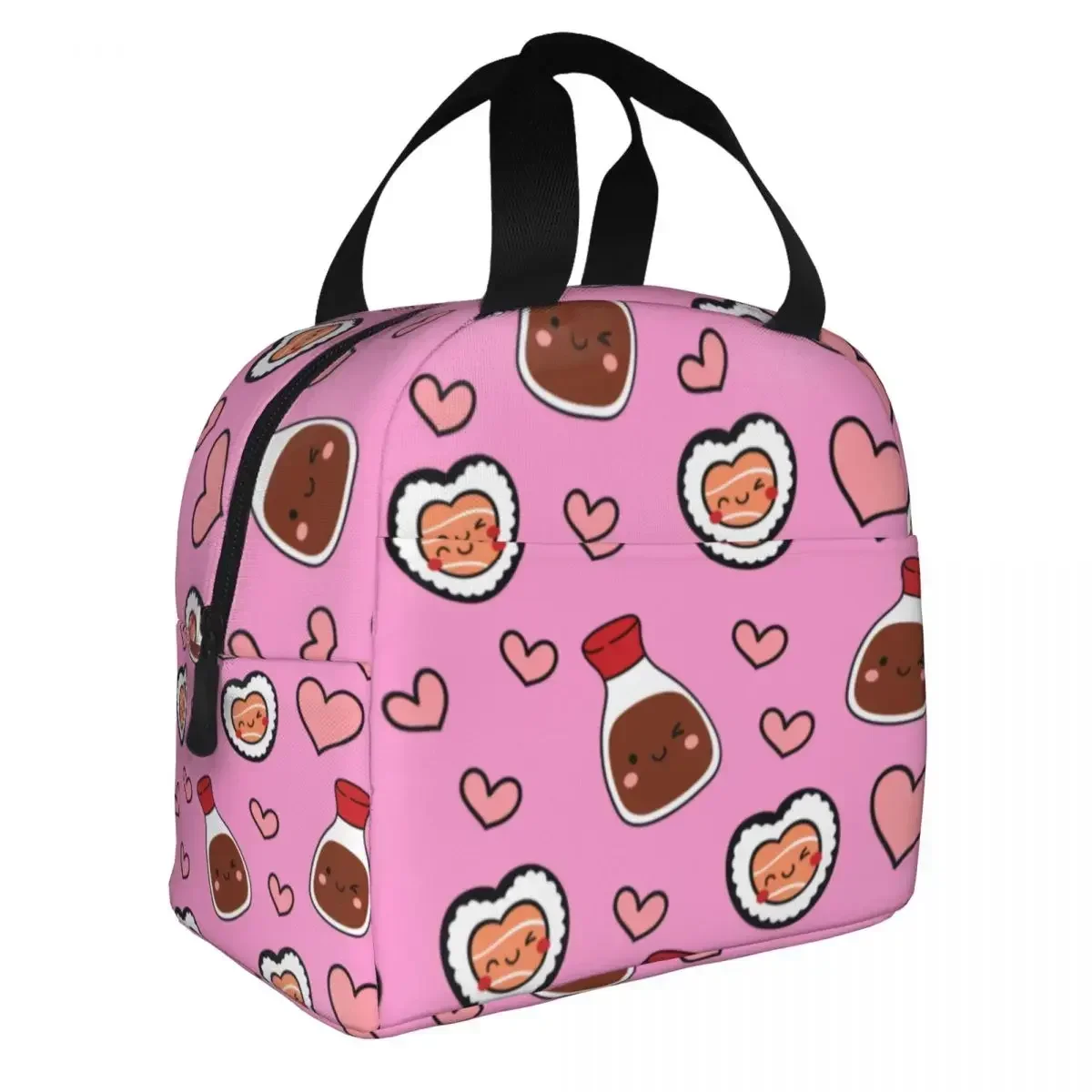 Cute Kawaii Sushi And Soy Insulated Lunch Bags Portable Lunch Container Thermal Bag Tote Lunch Box School Travel Men Women