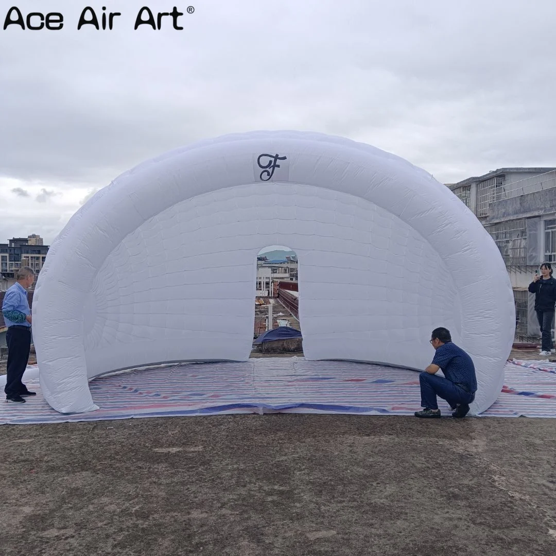 Cúpula inflável gigante da barraca ao ar livre, barraca inflável do casamento para festas e eventos, meia cúpula inflável brilhante da barraca da luna