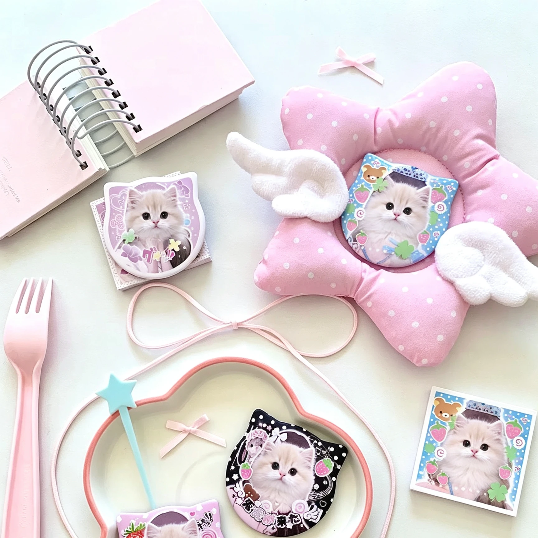 58mm Custom Badge Pins Button Pins Shape Cute Cat Ear Shape Tinplate Lapel Button DIY Personal Pet
