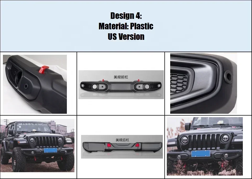 Aluminium Beschermende Voorbumper Auto Carrosserie Kits Voorbumper Achterbumper Voor Jeep Wrangler Jk 2007-2017 Jl