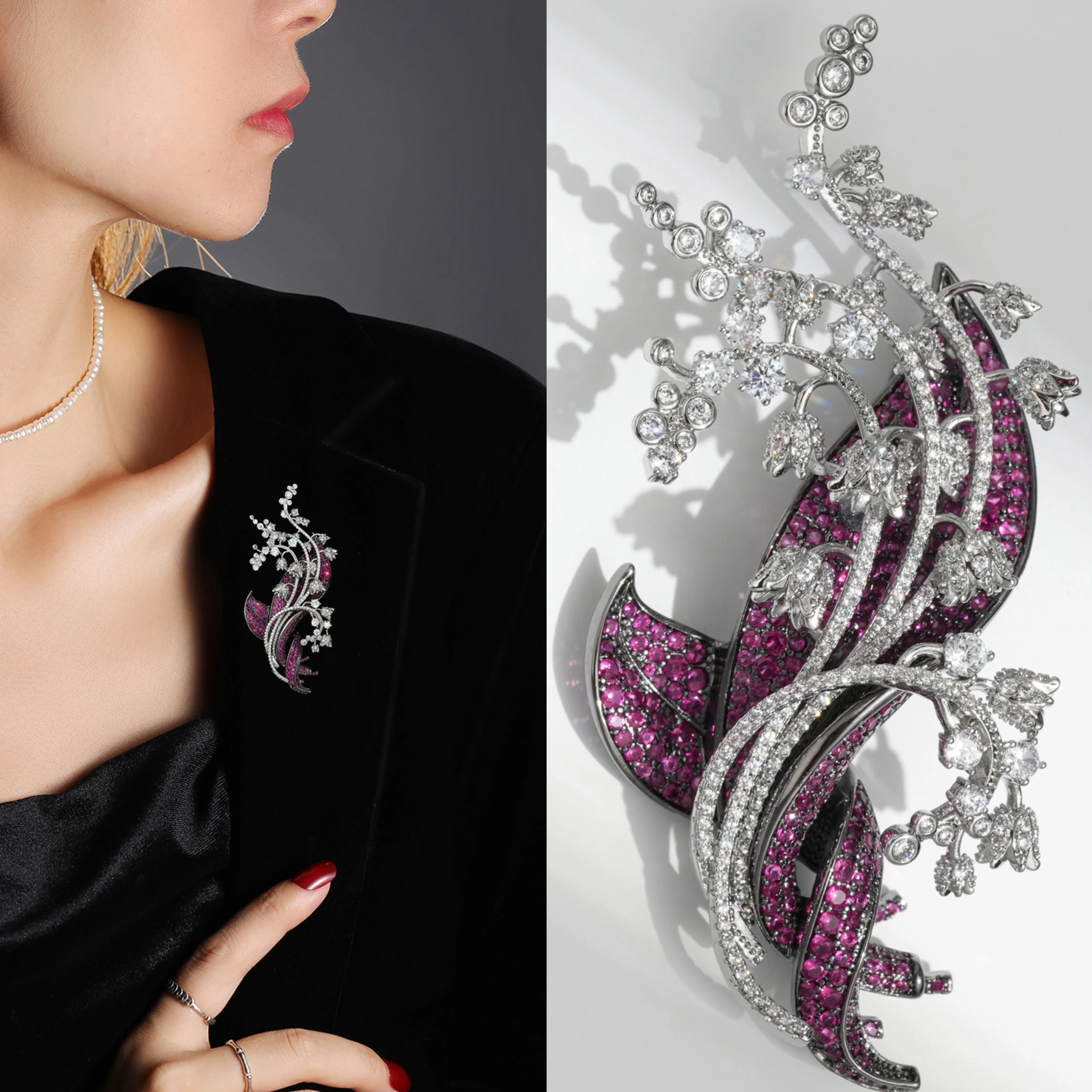 

HQ Роскошные цветочные броши для женщин Роза Красный колокольчик Орхидея Нежная высококачественная медная брошь с цирконом Дизайнерская брошь на булавке Ювелирные изделия